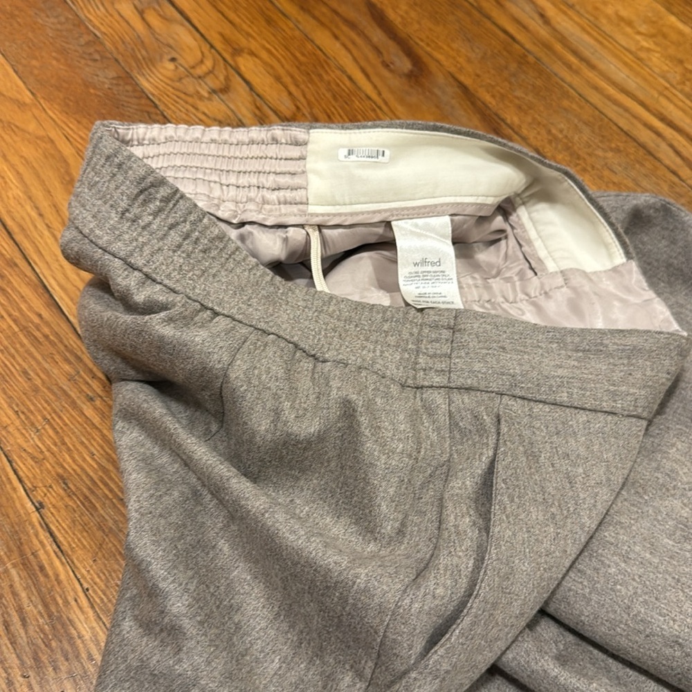 Wilfred Aritzia easy wide leg trouser pant WOOL CASHMERE blend gray melange 6 - Picture 6 of 7